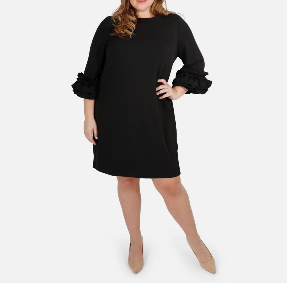 Maree Pour Toi Ruffle Cuff Sleeve Sheath Dress Black Plus Size 26 Cocktail Party